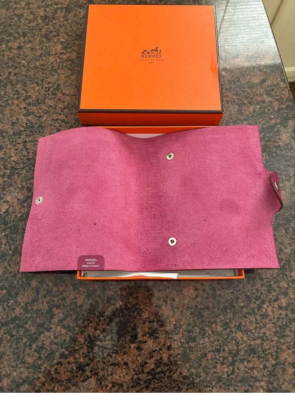 Hermes Plum Textured Leather Notebook
